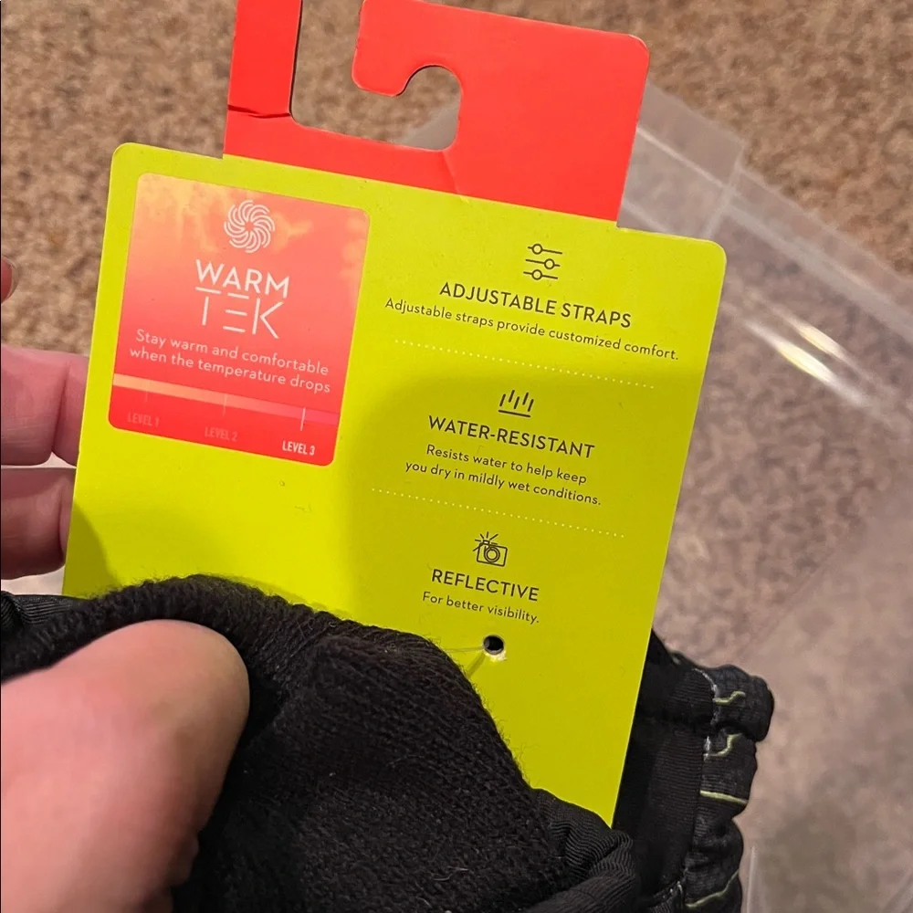 New TekGear WarmTek Thinsulate insulated M-L 8-20 reflective black ski gloves